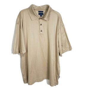 Dockers Tour Mens Polo Shirt Large Beige 60's Double Mercerized Short Sleeve
